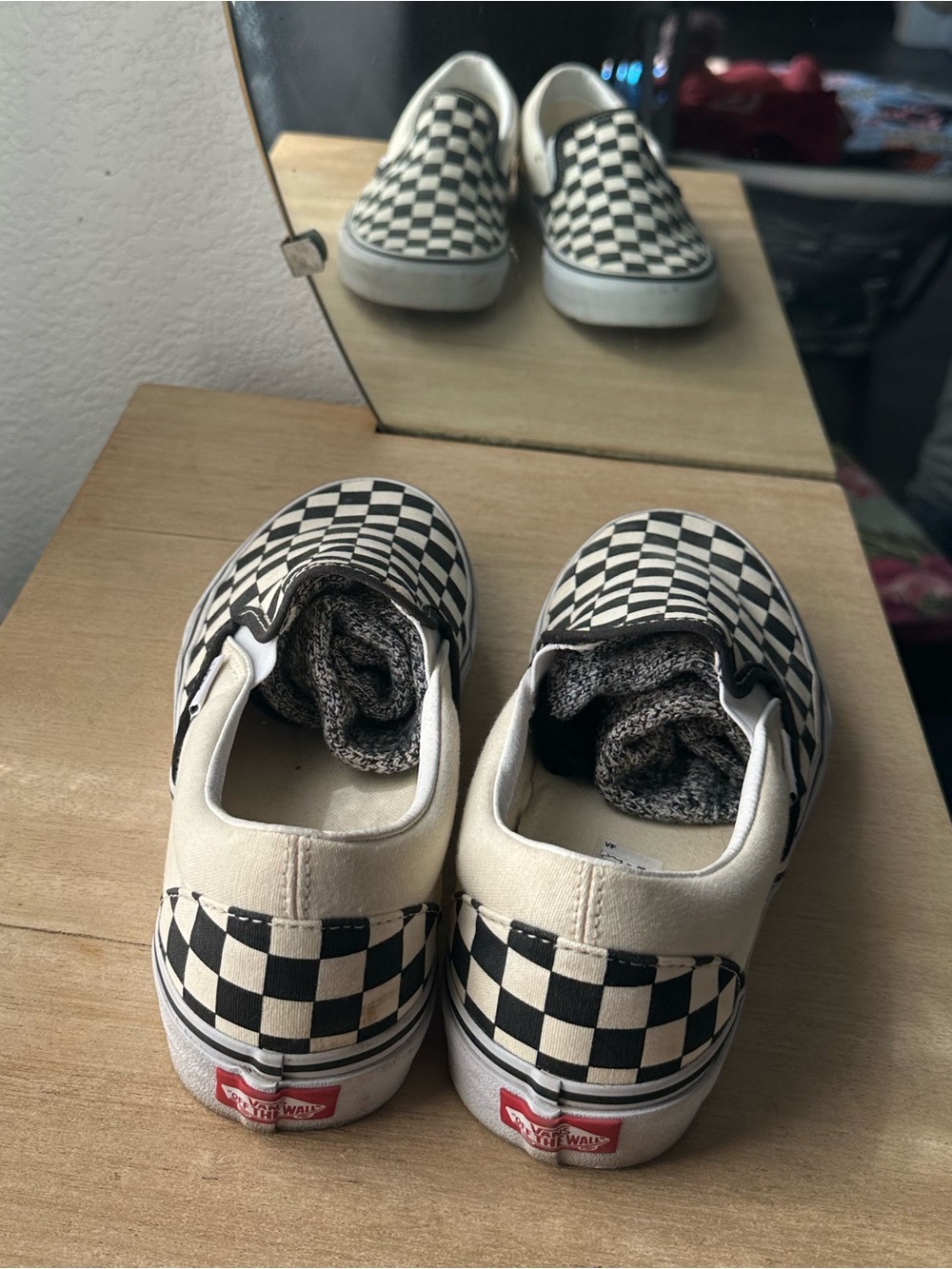 Vans Classic Slip-On Checkerboard Skate Shoes - Black & White - Picture 4 of 6